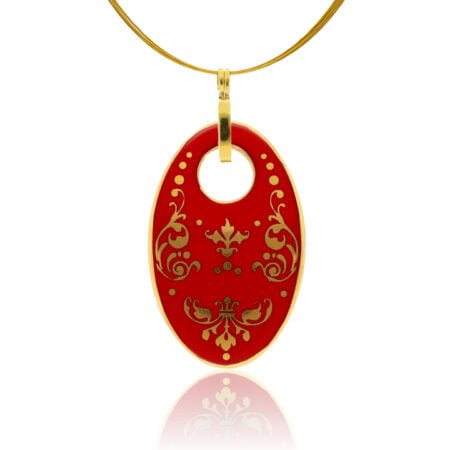 Barokk Piros Finomporcelán Ovál Medál