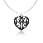 Aero Fekete&Platina Szív Finomporcelán Medál