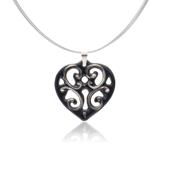 Aero Fekete&Platina Szív Finomporcelán Medál Aero Fekete&Platina Szív Finomporcelán Medál