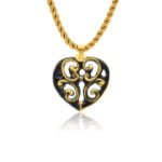 Aero Fekete&Arany Szív Finomporcelán Medál