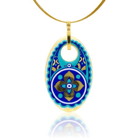 Sivatag Aranya Finomporcelán Kék Medál