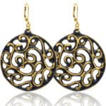 Aero Fekete&Arany Finomporcelán Fülbevaló (60mm)