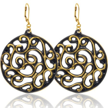 Aero Fekete&Arany Finomporcelán Fülbevaló (60mm)