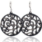 Aero Fekete&Platina Finomporcelán Fülbevaló (60mm)