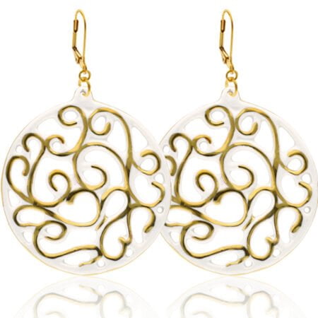 Aero Fehér&Arany Finomporcelán Fülbevaló (60mm)