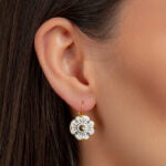 Nefelejcs Finomporcelán Arany Fülbevaló Akasztós