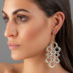 Aero Fehér&Arany Finomporcelán Fülbevaló Hosszúkás