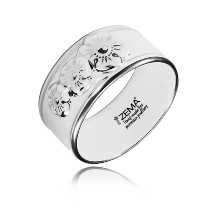 Nefelejcs Fehér&Platina Finomporcelán Széles Karperec