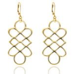 Aero Fehér&Arany Finomporcelán Fülbevaló Hosszúkás