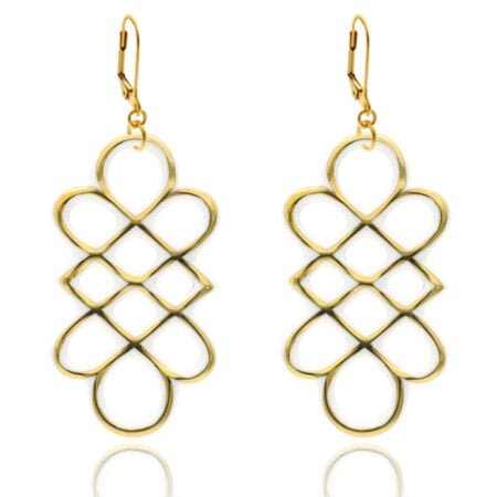 Aero Fehér&Arany Finomporcelán Fülbevaló Hosszúkás