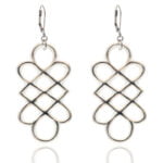 Aero Fehér&Platina Finomporcelán Fülbevaló Hosszúkás