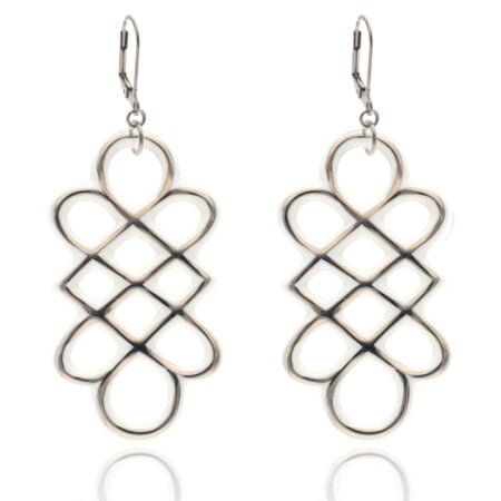 Aero Fehér&Platina Finomporcelán Fülbevaló Hosszúkás