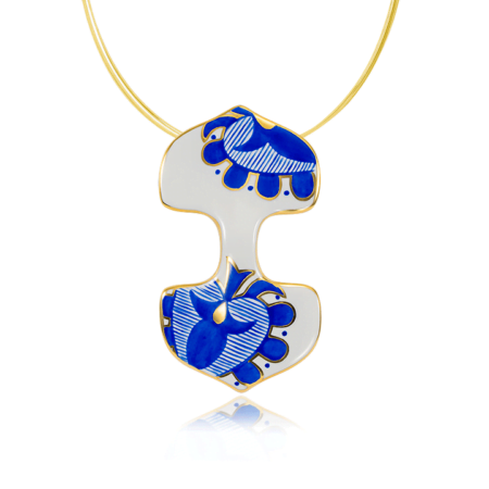 Sárközi Kék Finomporcelán Dupla Medál