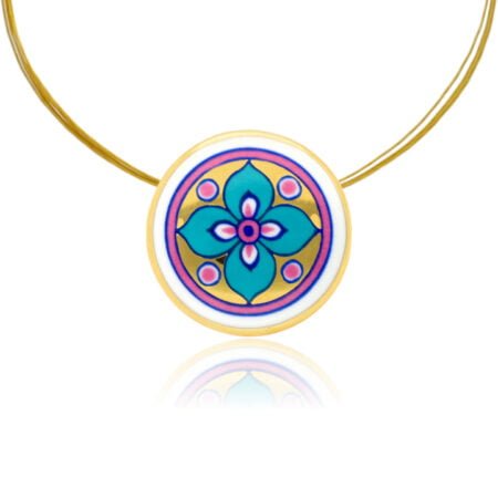 Sivatag Aranya Finomporcelán Pink-Kék Kerek Medál (kicsi)