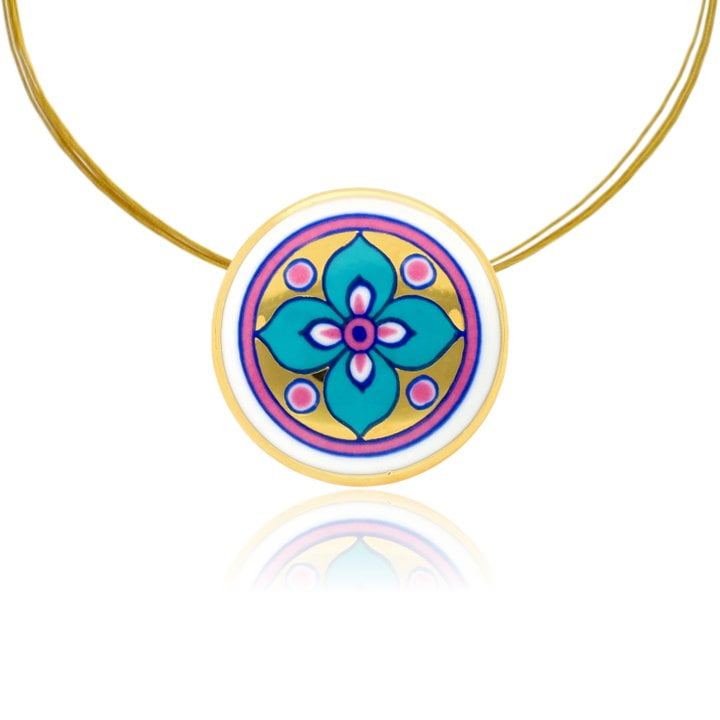 Sivatag Aranya Finomporcelán Pink-Kék Kerek Medál (kicsi) Sivatag Aranya Finomporcelán Pink-Kék Kerek Medál (kicsi)
