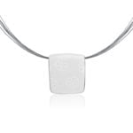 Minimalista Fehér&Platina Finomporcelán Négyzetes Medál