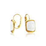 Minimálne bielo-zlaté štvorcové náušnice s klipom