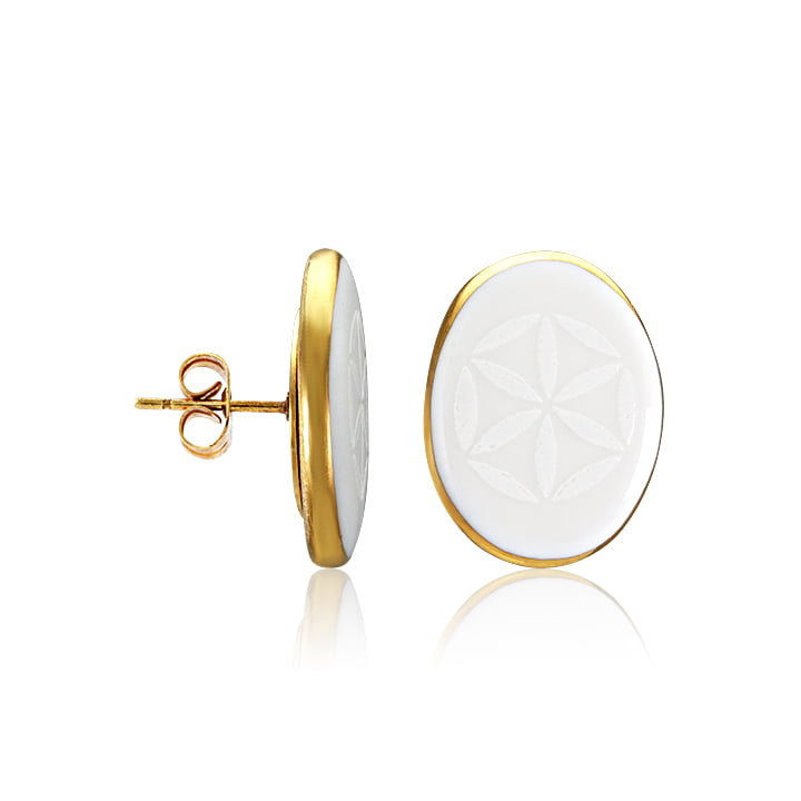 Minimal Fehér&Arany Ovális Finomporcelán Fülbevaló 54 Minimal Fehér&Arany Ovális Finomporcelán Fülbevaló