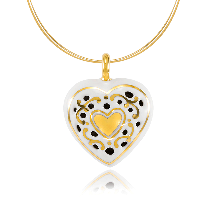 Áttört Arany Finomporcelán Barokk Szív medál Áttört Arany Finomporcelán Barokk Szív medál