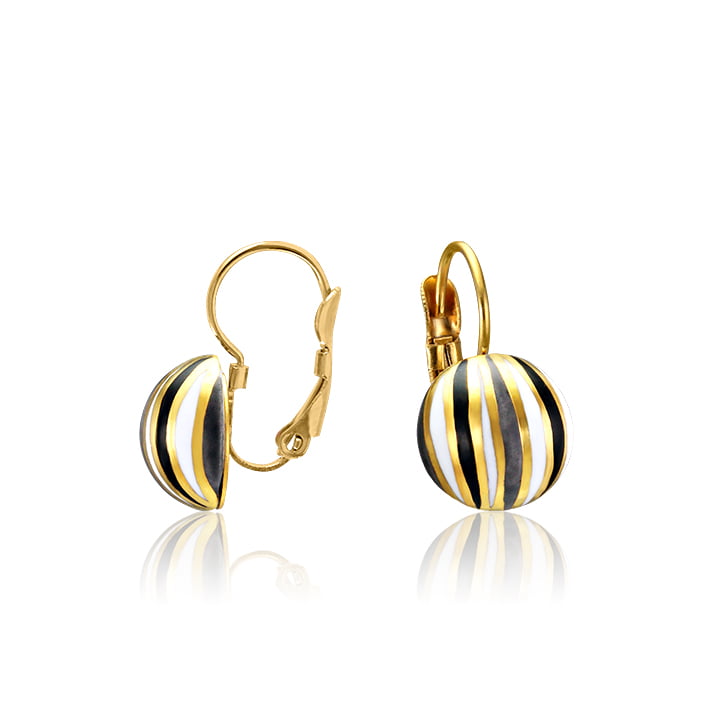 Cukorka Finomporcelán Fekete&Arany Lencse Fülbevaló Cukorka Finomporcelán Fekete&Arany Lencse Fülbevaló