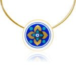 Sivatag Aranya Finomporcelán Kék Kerek Medál (kicsi)