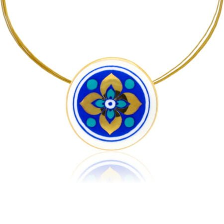 Sivatag Aranya Finomporcelán Kék Kerek Medál (kicsi)