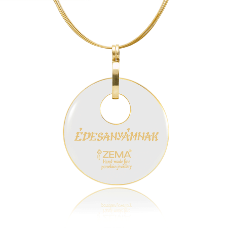 Barokový bielo-zlatý prívesok (s nápisom pre moju matku)