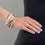 Palóc Narancs-Piros Finomporcelán Széles Karperec