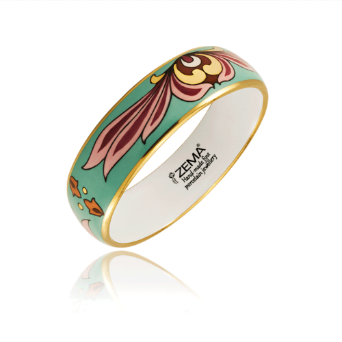 Riga Mentazöld Virágos Szecessziós Karperec