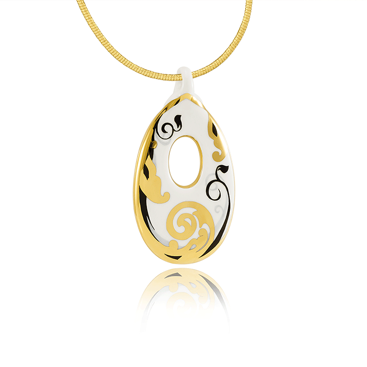 9411-0300_720 Termék: Luxury Barokk Fehér&Fekete&Arany Indás Medál