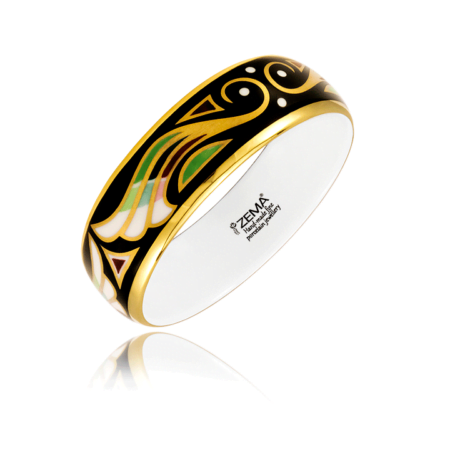 Art deco Zöld Finomporcelán Széles Karperec