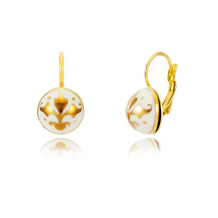 Barokk Fehér&Arany lencse Fülbevaló Kapcsos Barokk Fehér&Arany lencse Fülbevaló Kapcsos