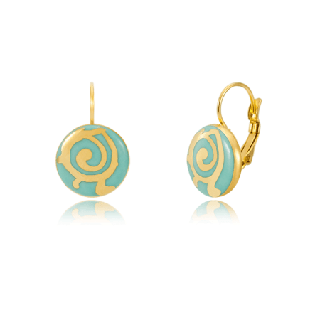 Riga Mentazöld Szecessziós Finomporcelán Fülbevaló (kapcsos)