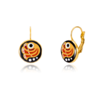 Art deco Piros Finomporcelán Fülbevaló Kapcsos