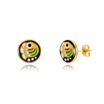 Art deco Zöld Finomporcelán Fülbevaló