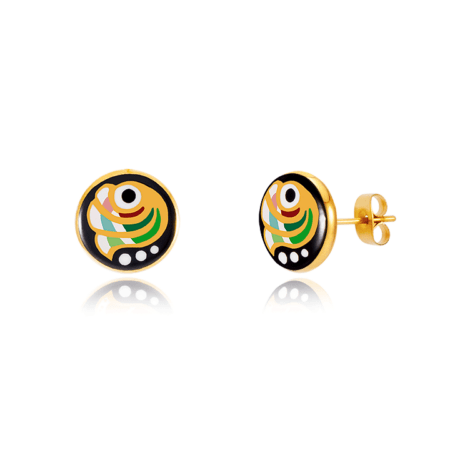 Art deco Zöld Finomporcelán Fülbevaló