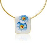 Nefelejcs Finomporcelán Medál Dupla Kék Virággal