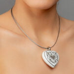 Áttört Platina Finomporcelán Barokk Szív medál