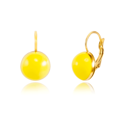 Sárga Lencse Finomporcelán Fülbevaló