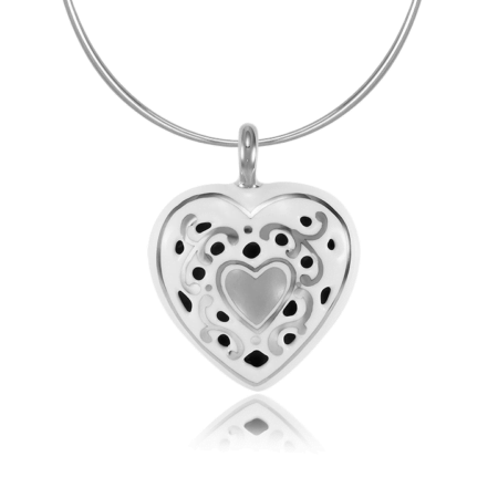 Áttört Platina Finomporcelán Barokk Szív medál