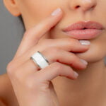 Fehér&Platina Minimal Finomporcelán Gyűrű