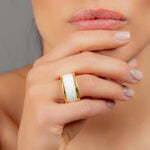 Fehér&Arany Minimal Finomporcelán Gyűrű