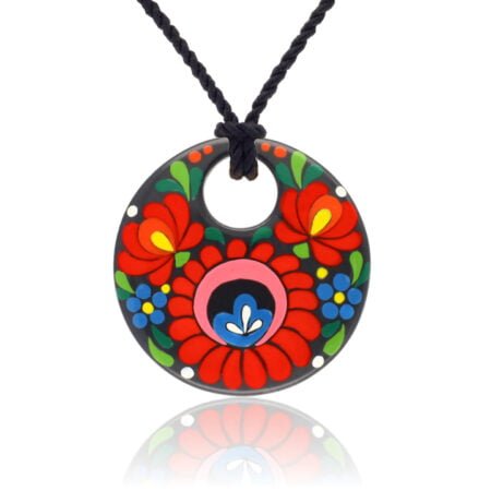 Tradičný čierny matyó jemný porcelán otváracia guľa s okrúhlym príveskom ruža (kópia)