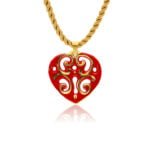 Aero Piros&Arany Szív Finomporcelán Medál