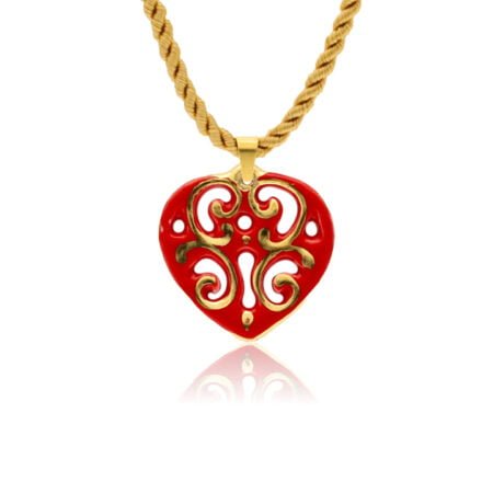 Aero Piros&Arany Szív Finomporcelán Medál