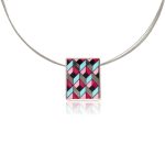 Pink - Platina Négyzetes Rokokó Medál