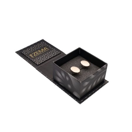 Minimal Platina Ovális Mandzsetta Virág Motívummal