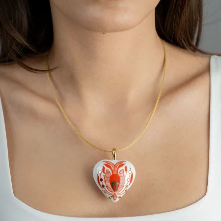 Sárközi Piros Finomporcelán Szív Medál