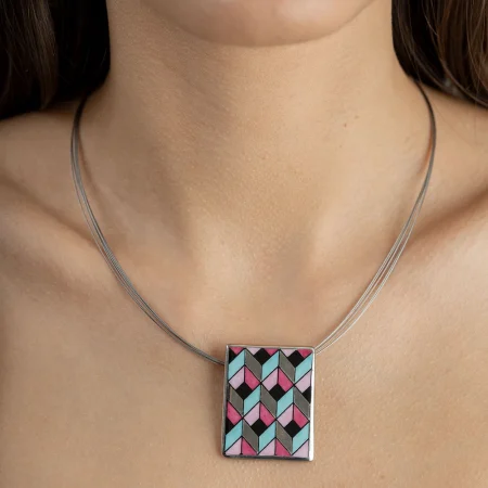 Pink - Platina Négyzetes Rokokó Medál